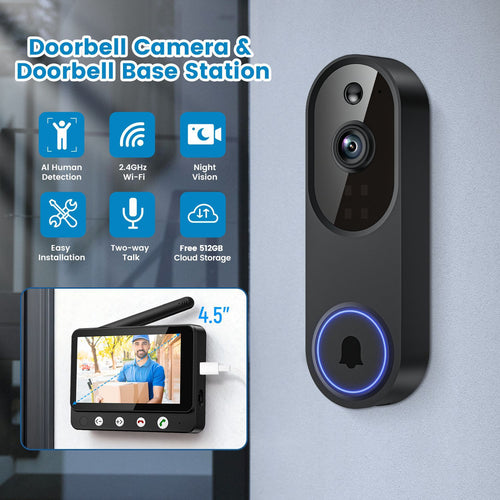 Wireless Video Doorbell Camera with Remote Screen