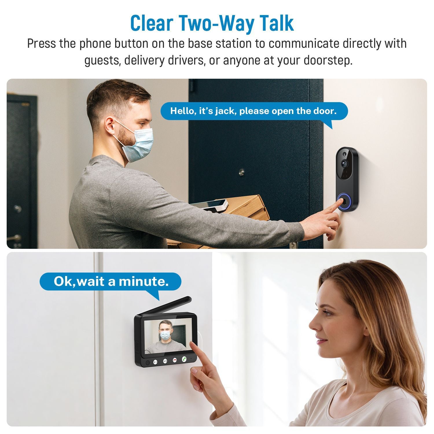 Wireless Video Doorbell Camera with Remote Screen